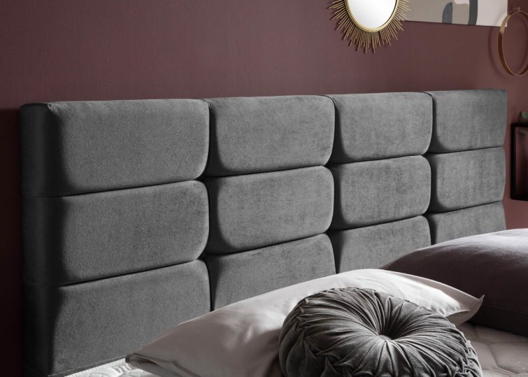 Kopfteil vom Boxspringbett Kansas in Samt Dunkelgrau