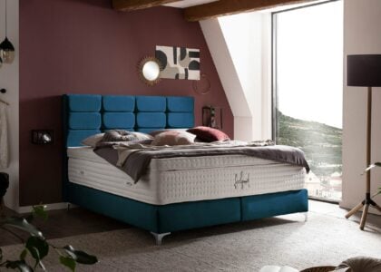 Boxspringbett Kansas in Samt Petrol