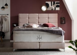 Boxspringbett Kansas in Samt Rose