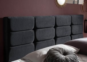 Kopfteil vom Boxspringbett Kansas in Samt Schwarz