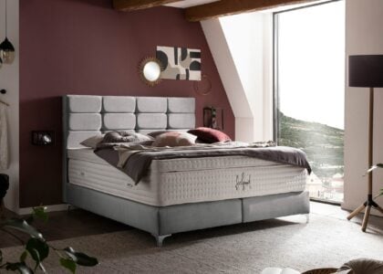 Boxspringbett Kansas in Samt Silber