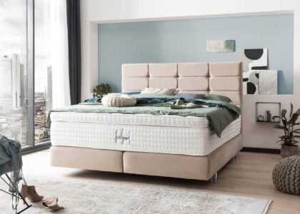 Boxspringbett Kansas in Velour Creme