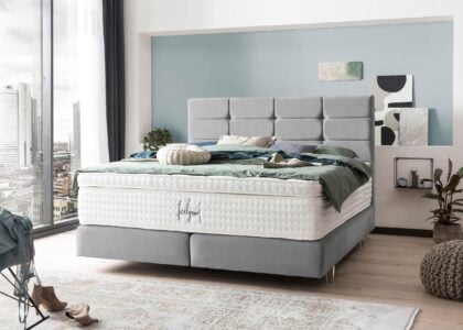 Boxspringbett Kansas in Velour Grau
