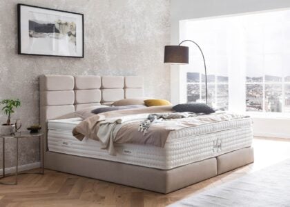 Boxspringbett Kansas in Webstoff Beige