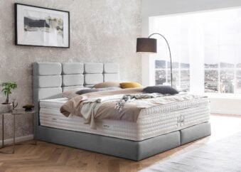 Boxspringbett Kansas in Webstoff Hellgrau