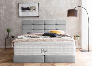 Boxspringbett Kansas in Webstoff Hellgrau