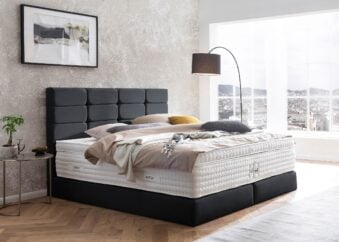 Boxspringbett Kansas in Webstoff Schwarz