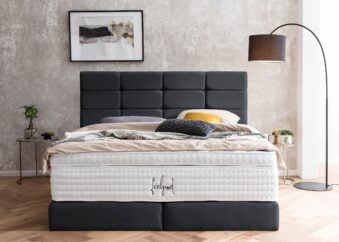 Boxspringbett Kansas in Webstoff Schwarz