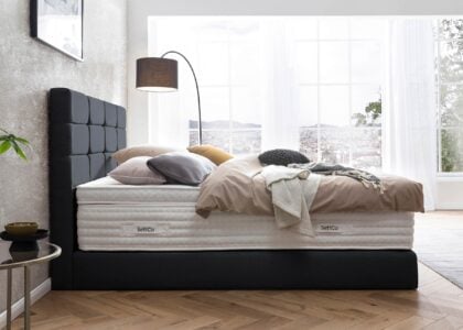 Boxspringbett Kansas in Webstoff Schwarz