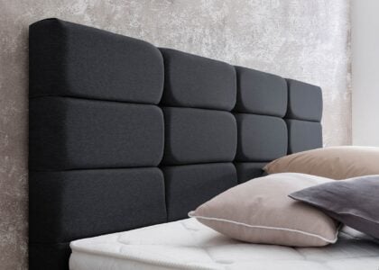 Kopfteil vom Boxspringbett Kansas in Webstoff Schwarz
