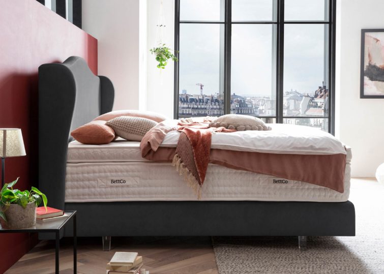 Boxspringbett Lissabon in Velour Dunkelgrau