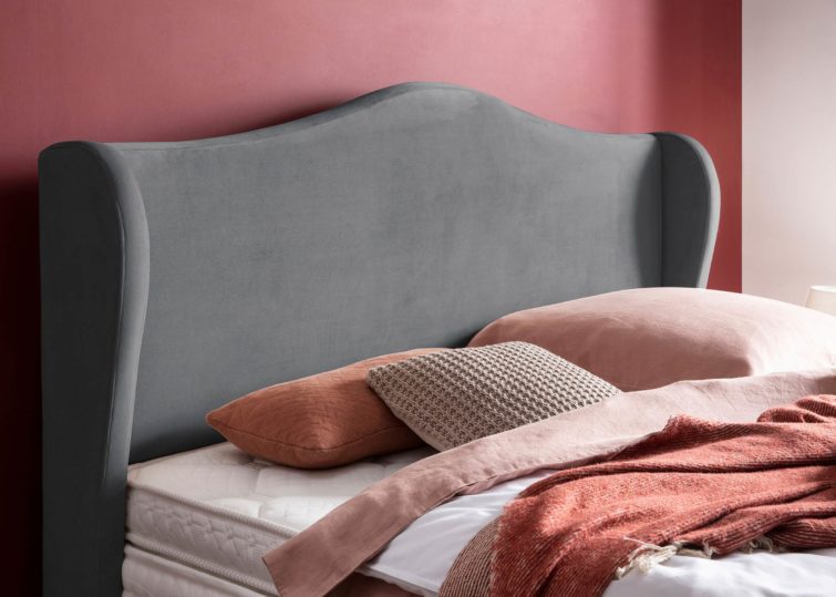 Kopfteil vom Boxspringbett Lissabon in Velour Dunkelgrau