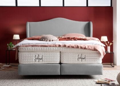 Boxspringbett Lissabon in Velour Grau