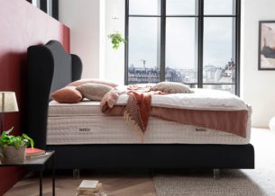 Boxspringbett Lissabon in Velour Schwarz