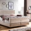 Boxspringbett London in Samt Beige Beige