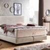 Boxspringbett London in Samt Creme Creme