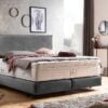 Boxspringbett London in Samt Dunkelgrau Dunkelgrau