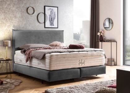 Boxspringbett London in Samt Dunkelgrau