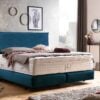 Boxspringbett London in Samt Petrol Petrol