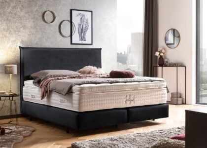 Boxspringbett London in Samt Schwarz