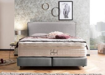 Boxspringbett London in Samt Silber