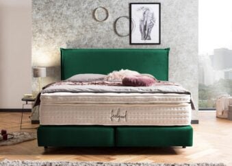 Boxspringbett London in Samt Smaragd