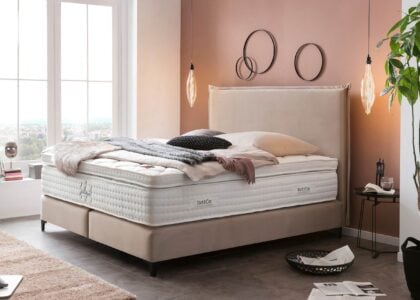 Boxspringbett London in Velour Creme