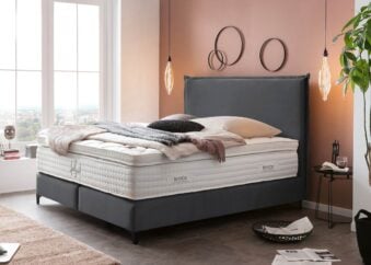 Boxspringbett London in Velour Dunkelgrau