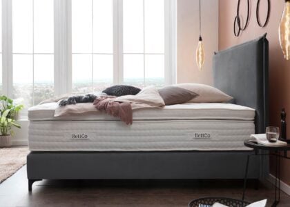 Boxspringbett London in Velour Dunkelgrau