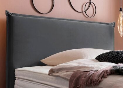 Kopfteil vom Boxspringbett London in Velours Dunkelgrau