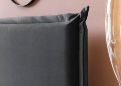 Kopfteil vom Boxspringbett London in Velours Dunkelgrau