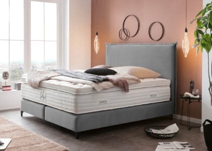 Boxspringbett London in Velour Grau