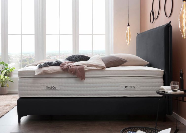 Boxspringbett London in Velour Schwarz