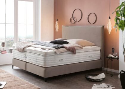 Boxspringbett London in Velour Taupe