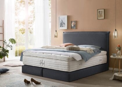 Boxspringbett London in Webstoff Anthrazit