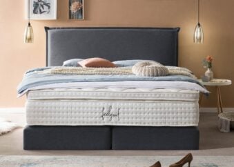 Boxspringbett London in Webstoff Anthrazit