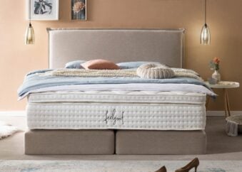 Boxspringbett London in Webstoff Beige