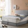Boxspringbett London in Webstoff Hellgrau Hellgrau