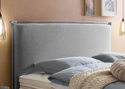 Kopfteil vom Boxspringbett London in Webstoff Hellgrau