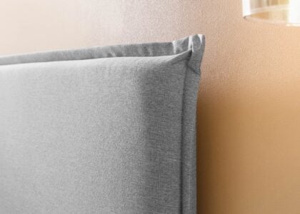 Kopfteil vom Boxspringbett London in Webstoff Hellgrau