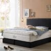 Boxspringbett London in Webstoff Schwarz Schwarz