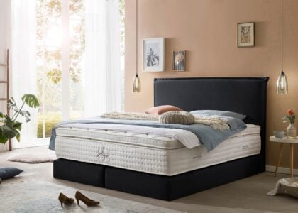 Boxspringbett London in Webstoff Schwarz