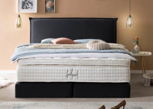 Boxspringbett London in Webstoff Schwarz