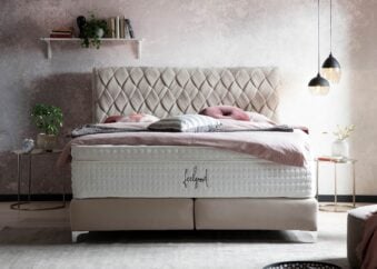 Boxspringbett Lyon in Velour Creme