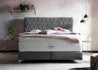 Boxspringbett Lyon in Velour Dunkelgrau