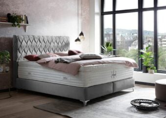 Boxspringbett Lyon in Velour Grau