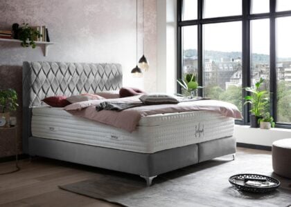 Boxspringbett Lyon in Velour Grau