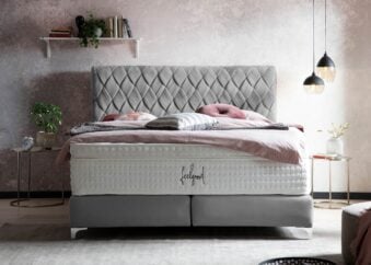 Boxspringbett Lyon in Velour Grau