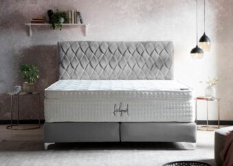 Boxspringbett Lyon in Velour Grau