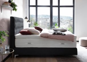 Boxspringbett Lyon in Velour Schwarz